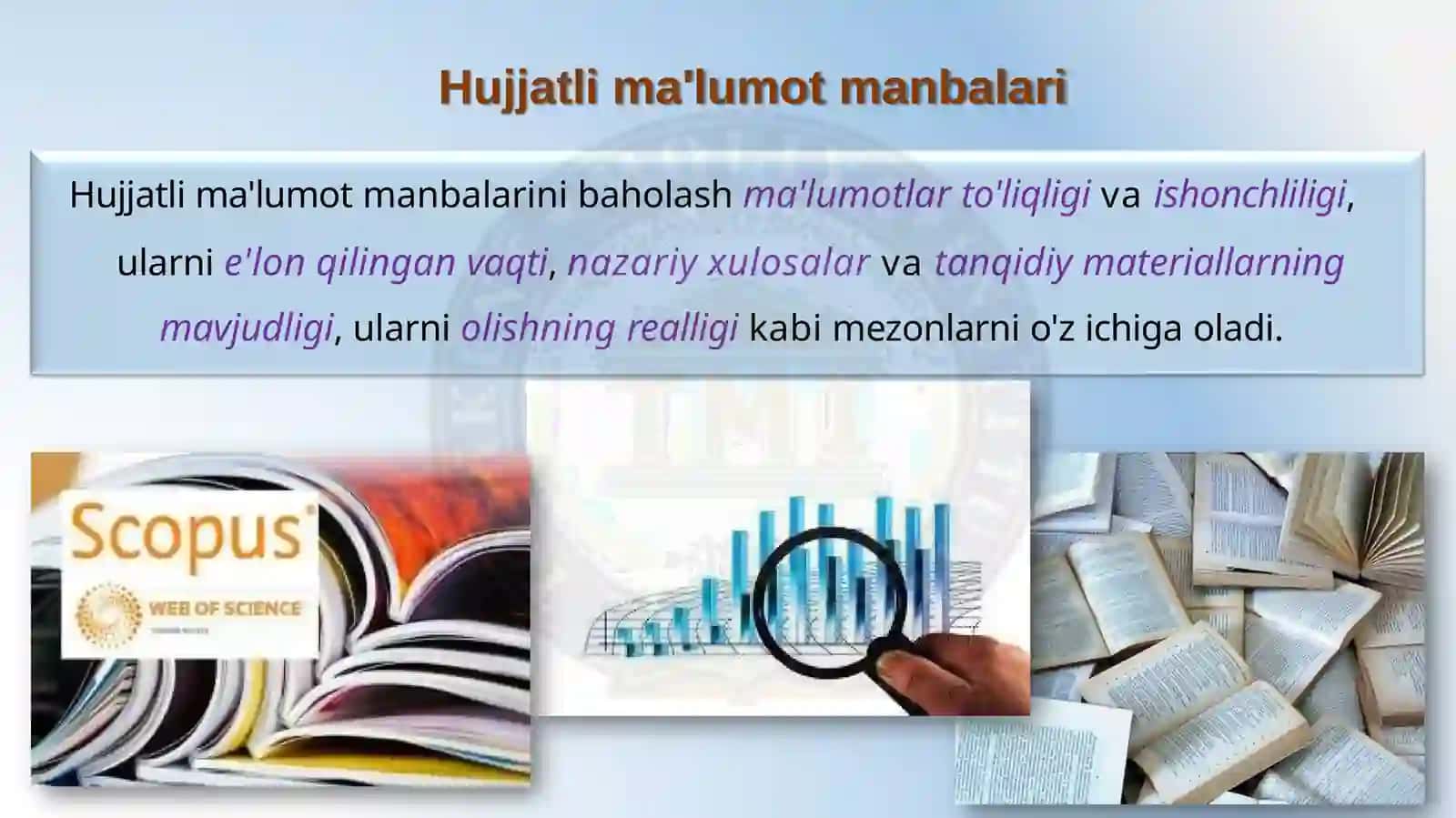 ILMIY TADQIQOT UCHUN AXBOROTLARNI  QIDIRISHNING ASOSIY METODLARI 4