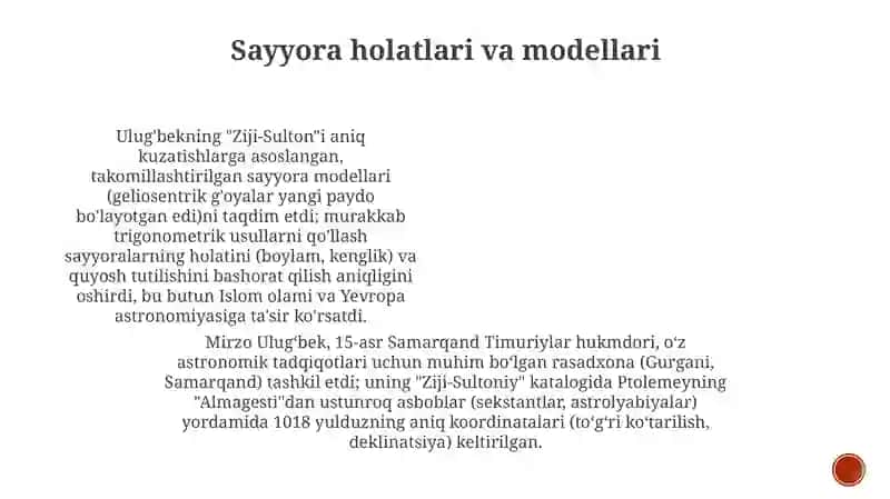 Mirzo Ulugʻbekning astronomiyaga oid ilmiy ishlari 4