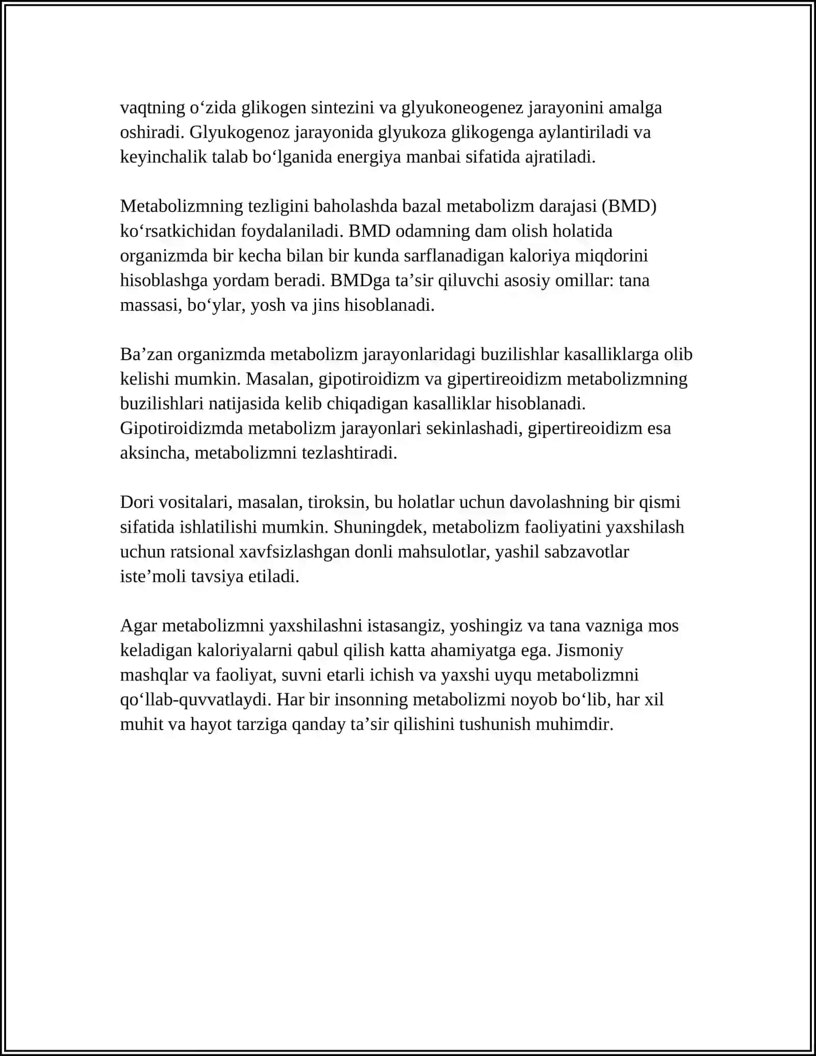 METABALIZM JARAYONIDA ENERGIYA HOSIL BOOISHI VA SARFLANISHI 4