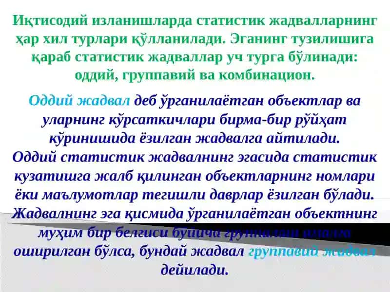 Статистик жадваллар ва графиклар 4