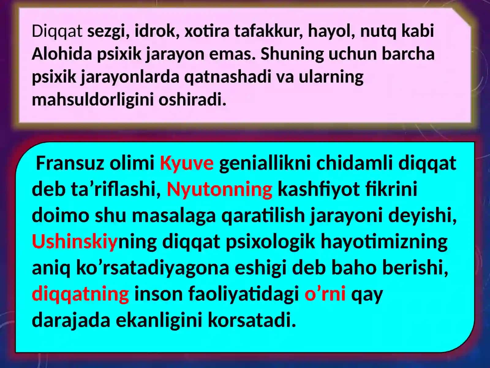 Boshlangʻich sinfoʻquvchilarida diqqatning ayrim xususiyatlari. Diqqat haqida tushuncha 4