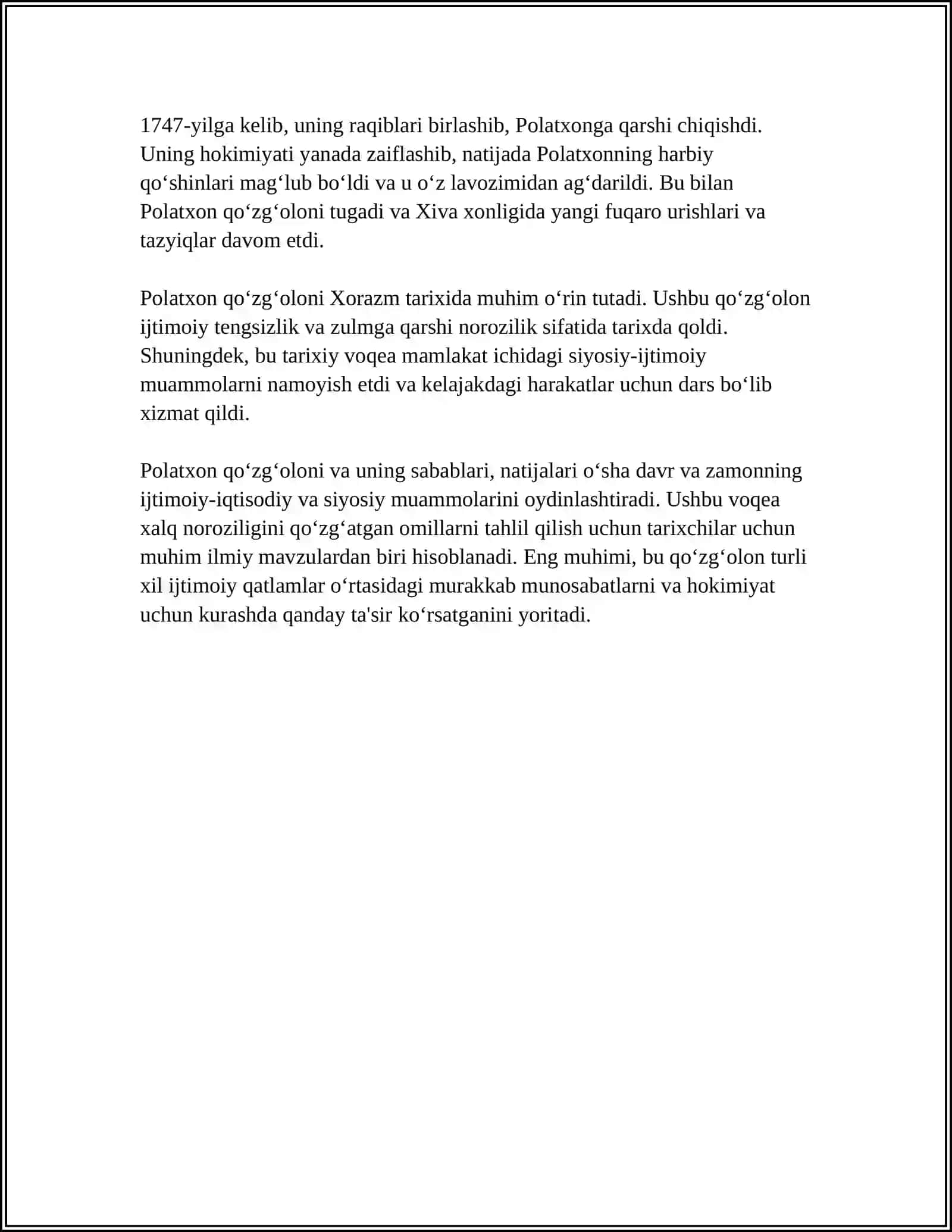 Polatxon Qo'zg'oloni Tarixi 4