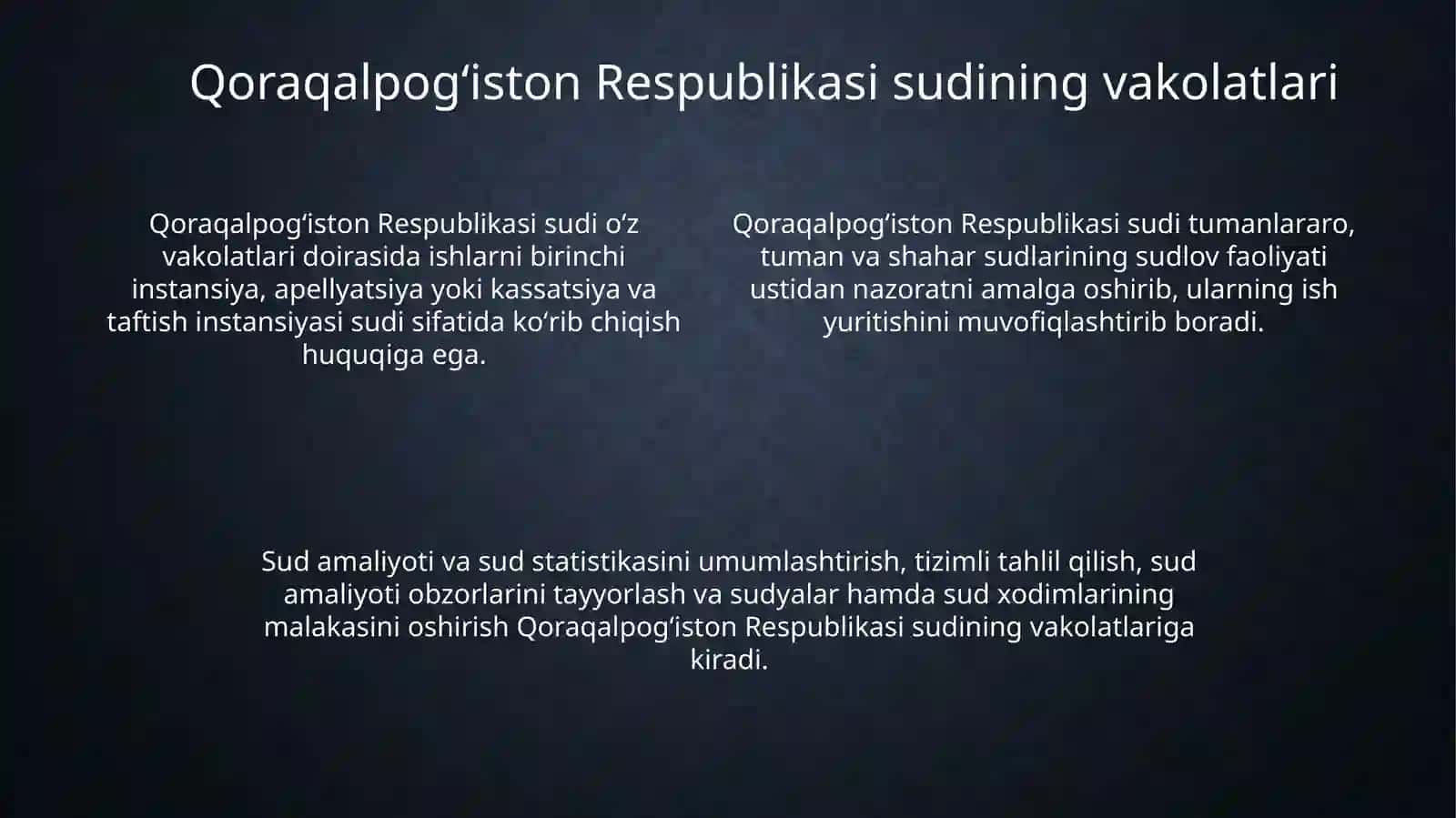 Qoraqalpog’iston ma’muriy sudi vakolatlari,vazifalari 4
