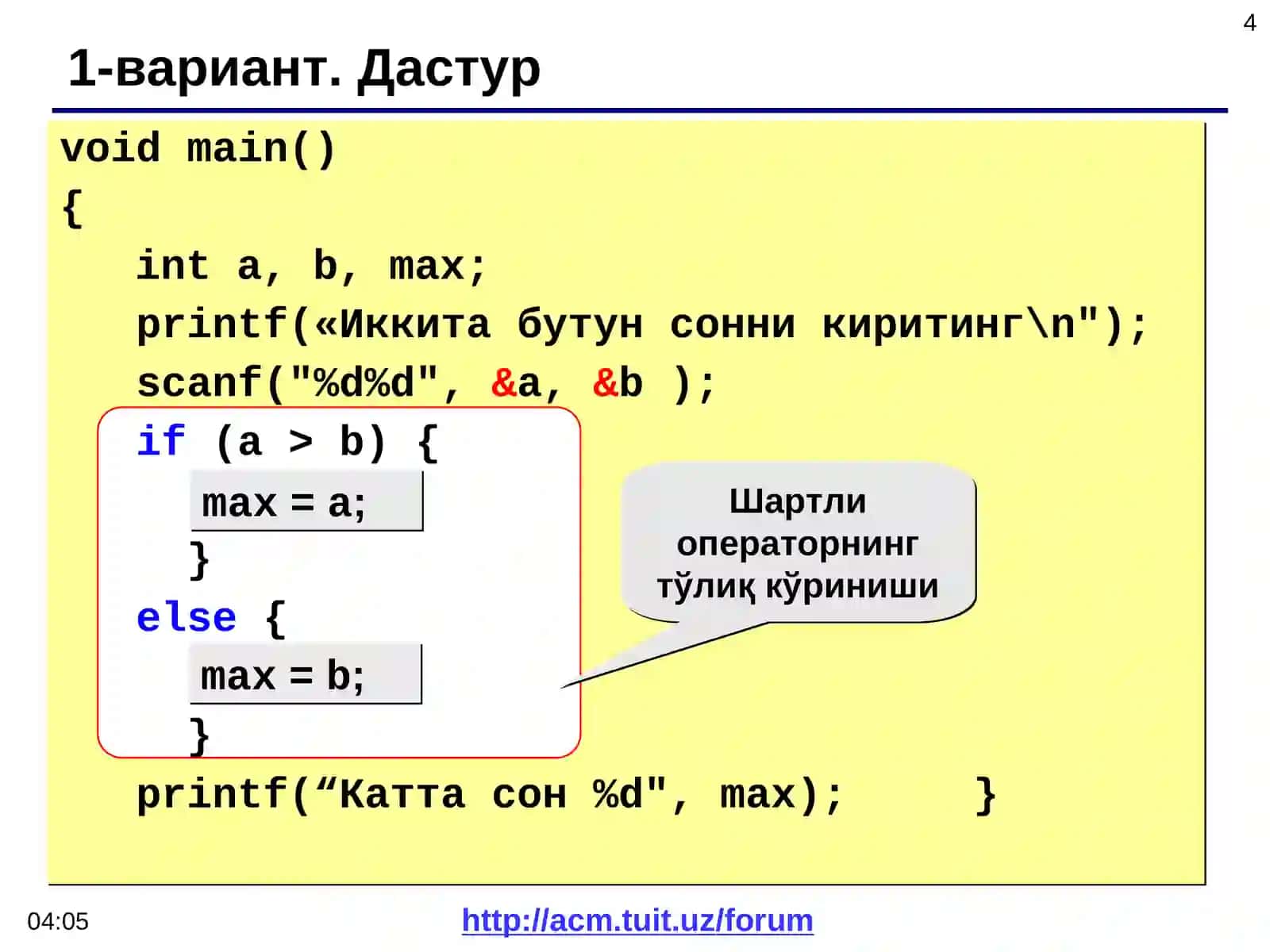 Тармоқланувчи алгоритм 4