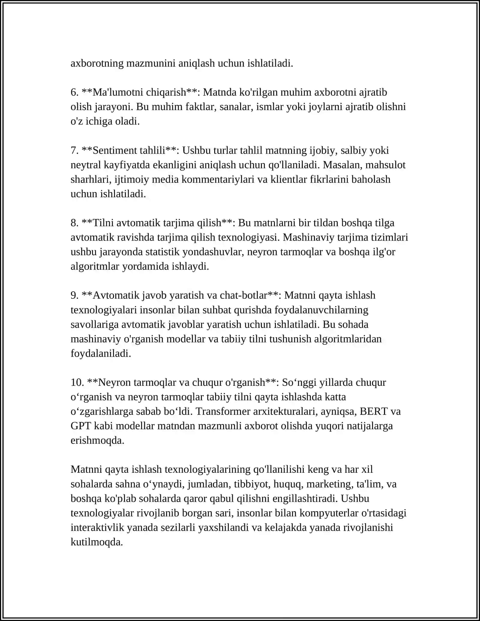 MATNI QAYTA ISHLASH TEXNOLOGIYASI 4