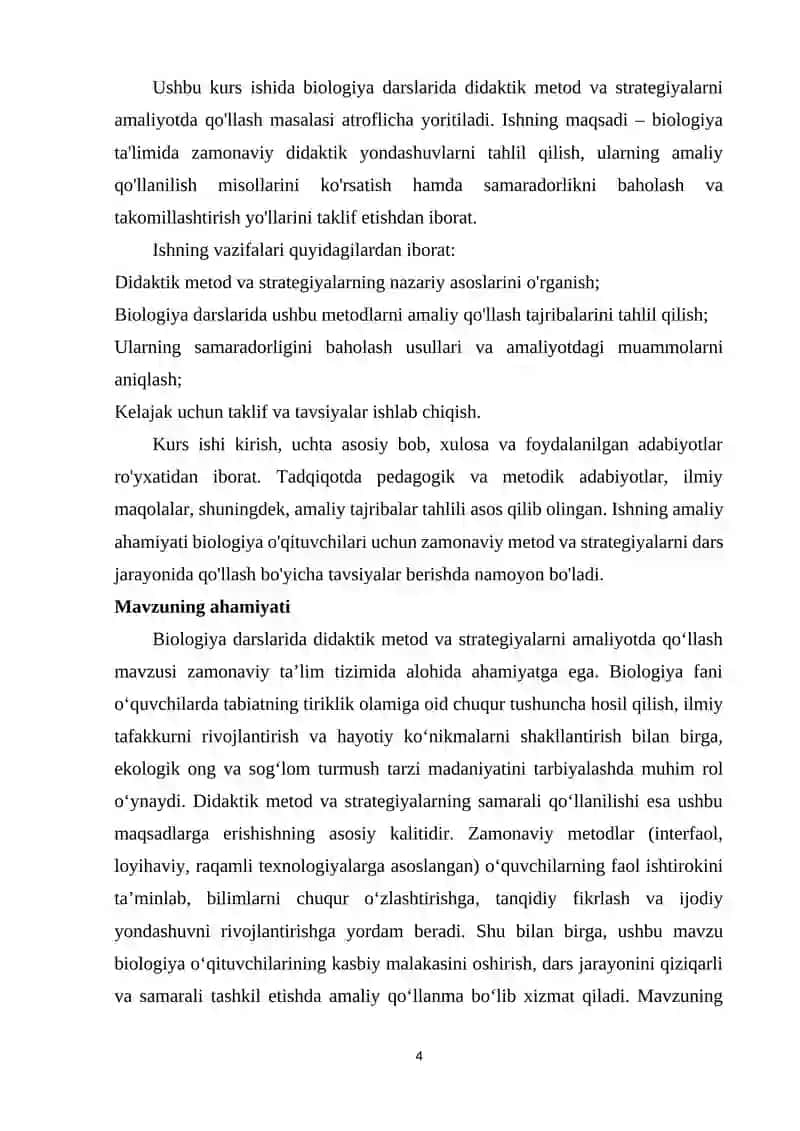 Biologiya darslarida didaktik metod va strategiyalarni amaliyotda qo‘llash 4