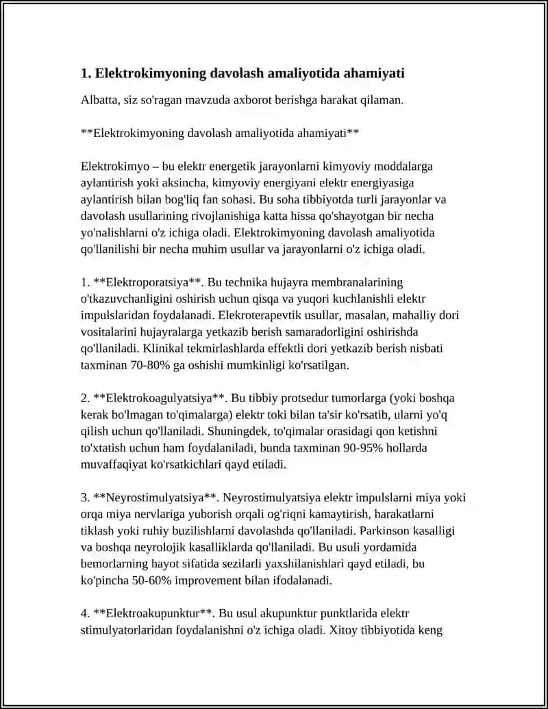 DAVOLASH AMALIYOTIVA TASHXISDA ELEKTROKIMYO ASOSLARINING QO'LLANILISHI. 4