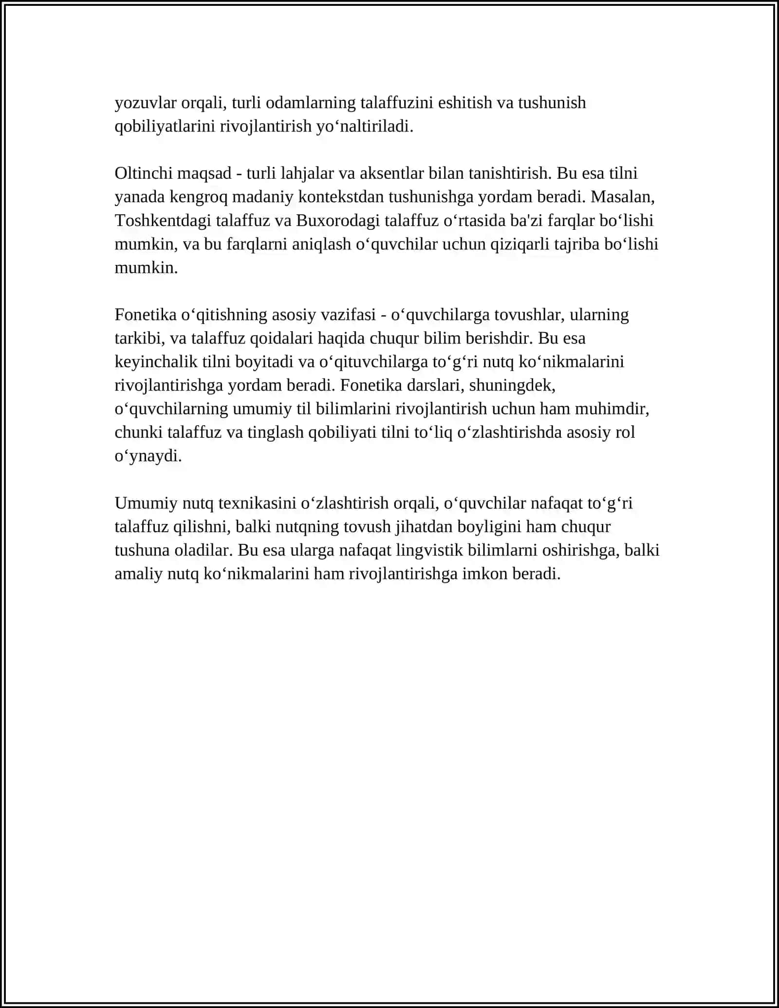Fonetika O’qitishning Maqsadi, Vazifasi va Tamoyillari 4