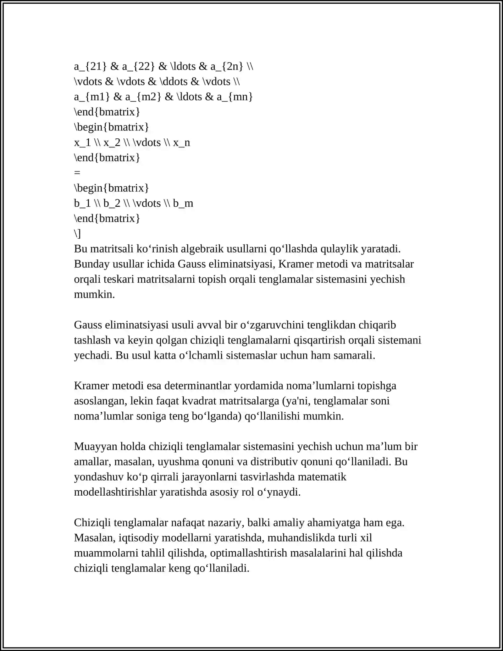 BIR JINSLI CHIZIQLI ALGEBRAIK TENGLAMALAR SISTEMASI 4