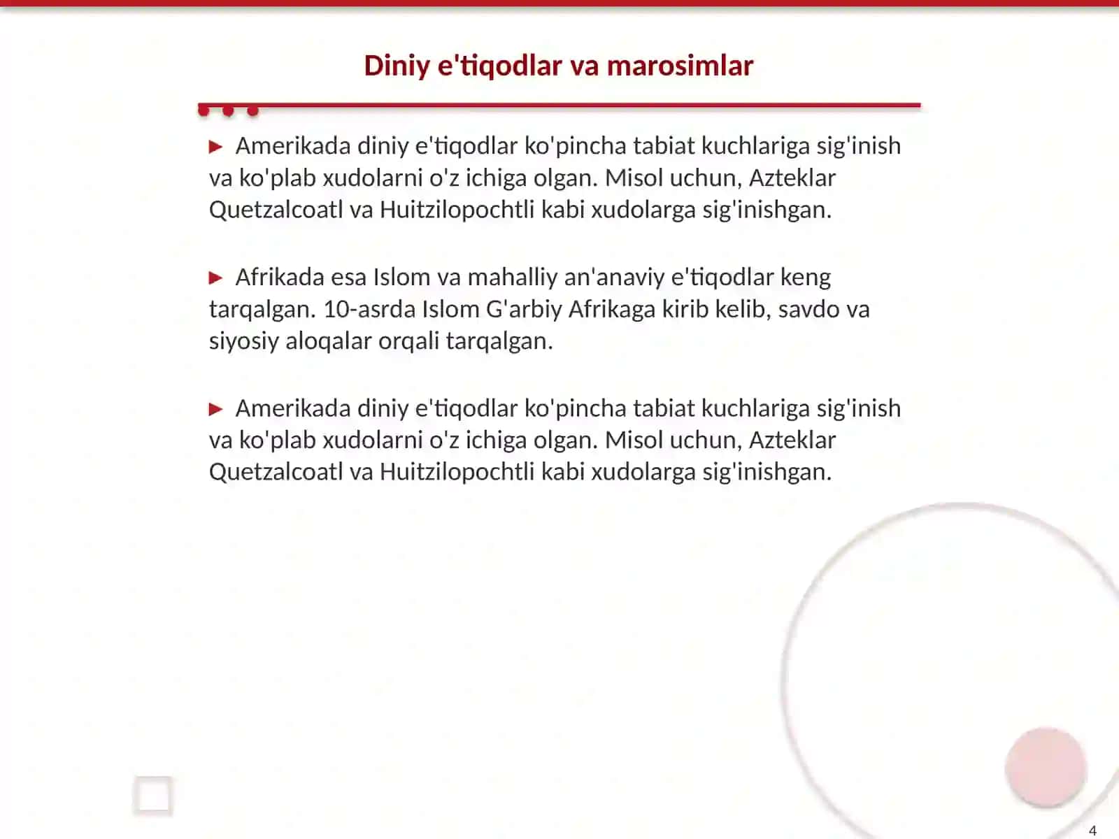 Oʻrta asrlardagi Amerika va Oʻrta asrlardagi Afrikaning oʻxshash va farqli taraflari 4