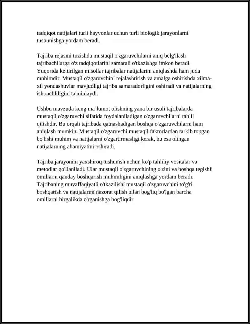 EKSPREMENTAL OʻZGARUVCHI TURLARI 4