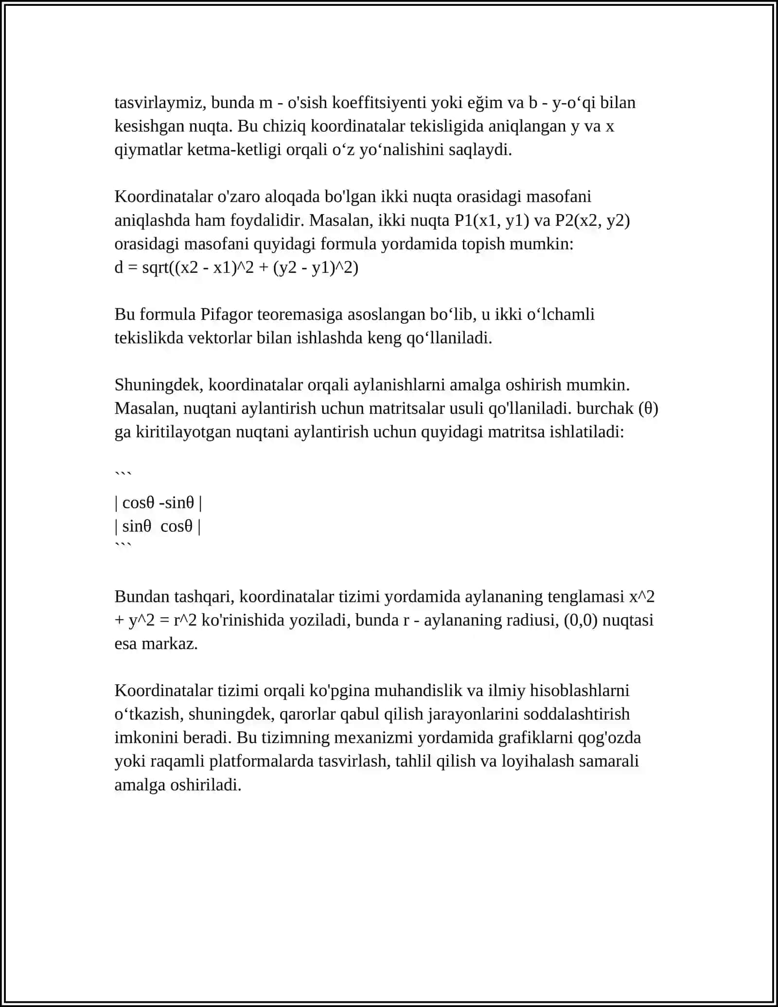 TEKISLIKDA VA FAZODA KARDINATALAR METODI 4