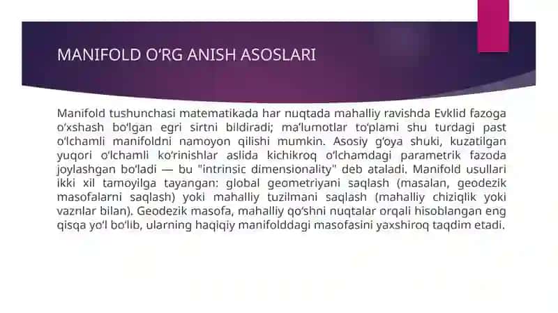Manifol o'rganish yondashuvlari: Isomap va LLE 4