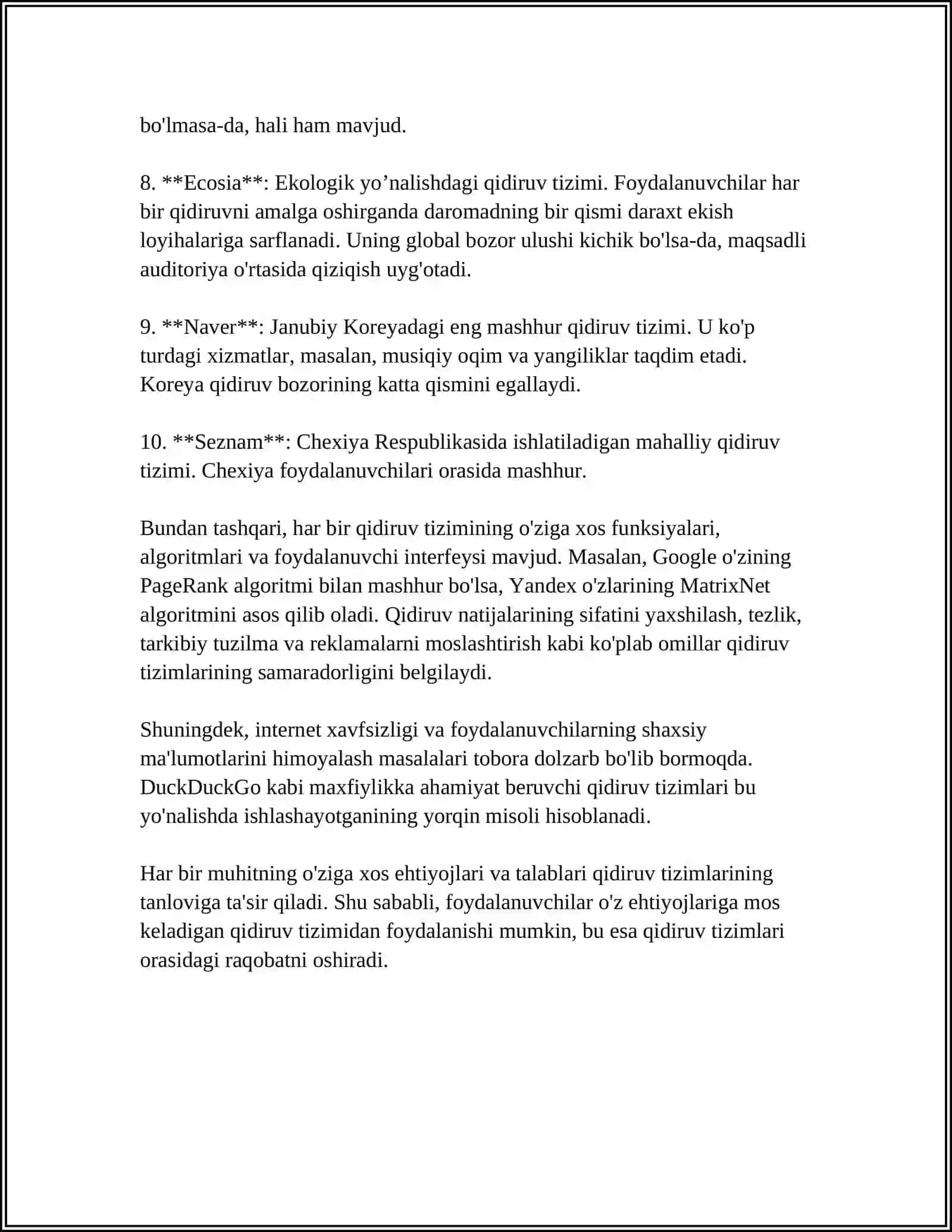 INTERNET QIDIRUV TIZIMIDA AXBOROTLAR QIDIRISH VA TANLANGAN AXBOROTLARINI OLISH 4