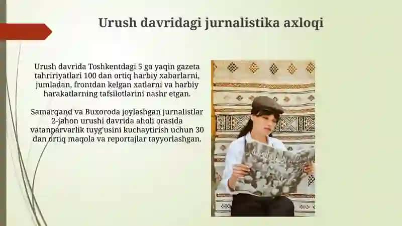 Oʻzbekiston Jurnalistlarining urushga qoʻshgan hissasi 4