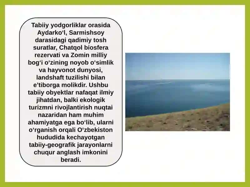 Noyob landshaftlar va tabiiy yodgorliklarni holati muhofazasi 4