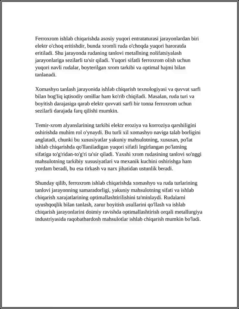 FERROXROM ISHLAB CHIQARISH TEXNOLOGIYASI 4