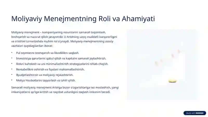 Artel Kompaniyasining Funksional Boshqaruv Tuzilmasi va Moliyaviy Menejment Ko'rsatkichlari 4