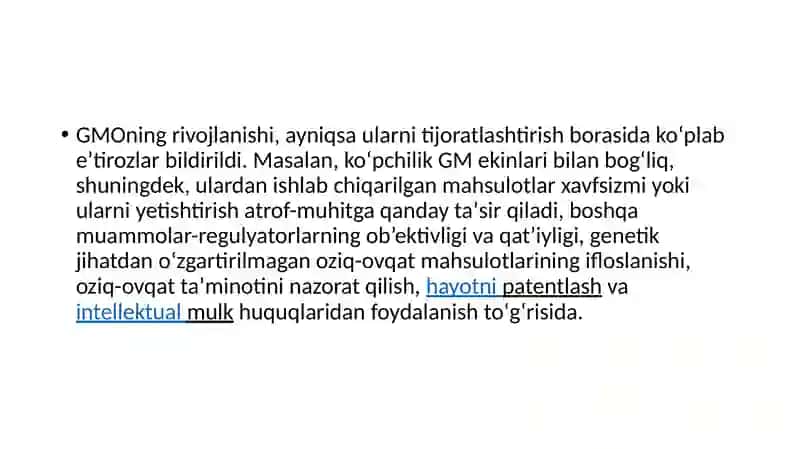 Geni o’zgartirilgan oziq-ovqat mahsulotlari va organizmlar 4