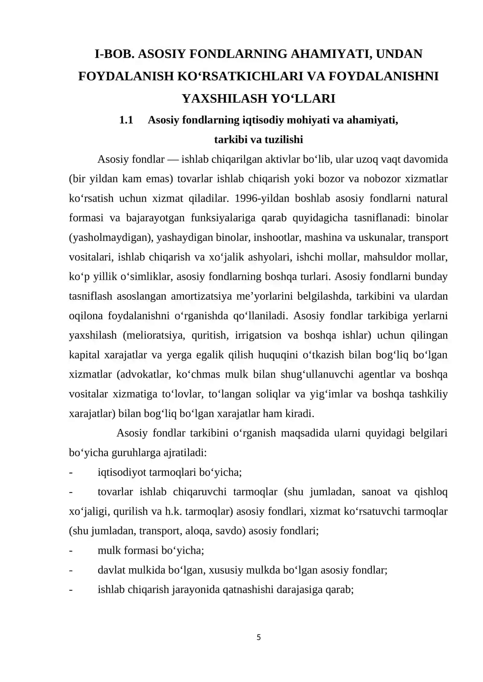 ASOSIY FONDLAR KO‘RSATKICHLARI KURS ISHI 4