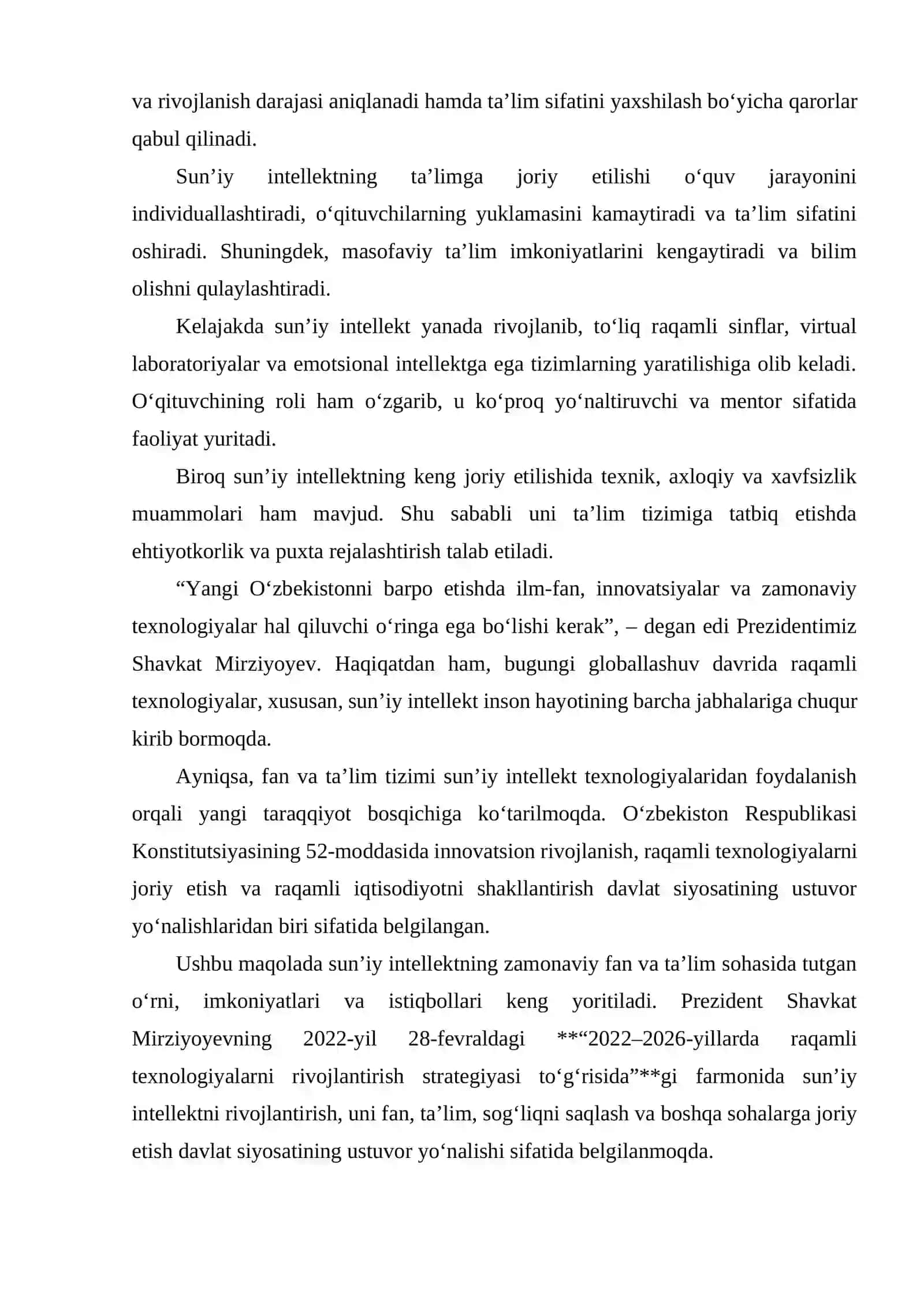 TA'LIM MUASSASALARIDA FANLARNI O'QITISHDA SUN'IY INTELLEKT TEXNOLOGIYALARINING ZAMONAVIY TENDENSIYALARI VA RIVOJLANISH ISTIQBOLLARI 4