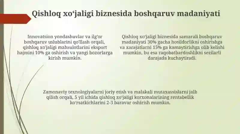 Agrobiznesdagi boshqaruv madaniyati va uslubi 4