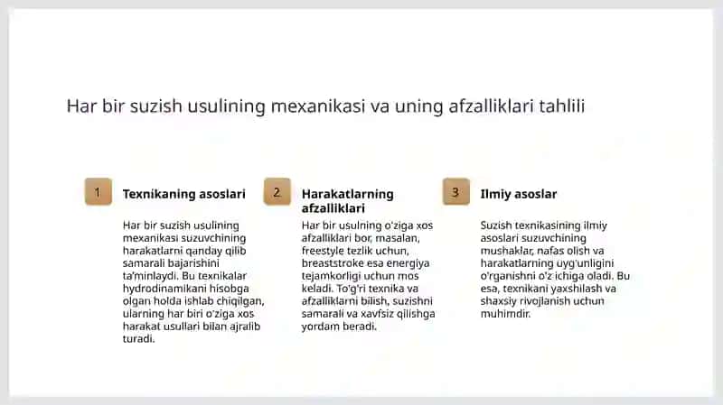 Suzish usullarining texnikasini oʻrganish 4