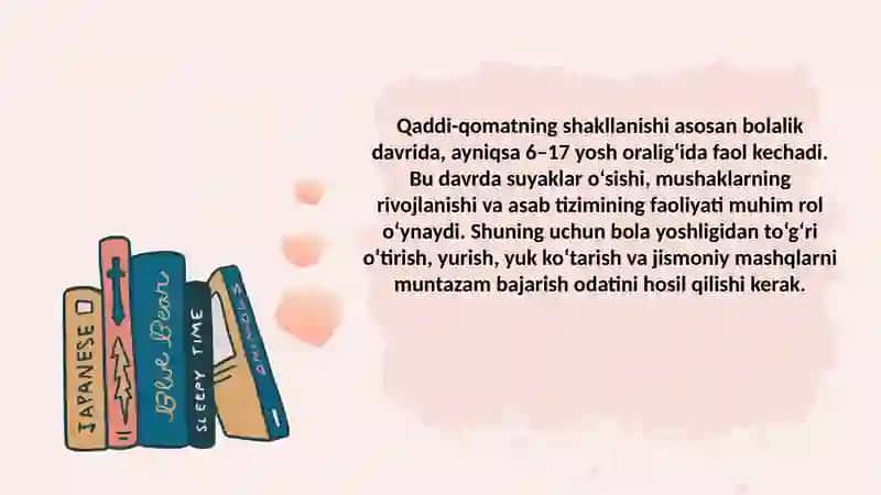 Bolalarda qaddi qomatning shakllanishi va kamchiliklari 4