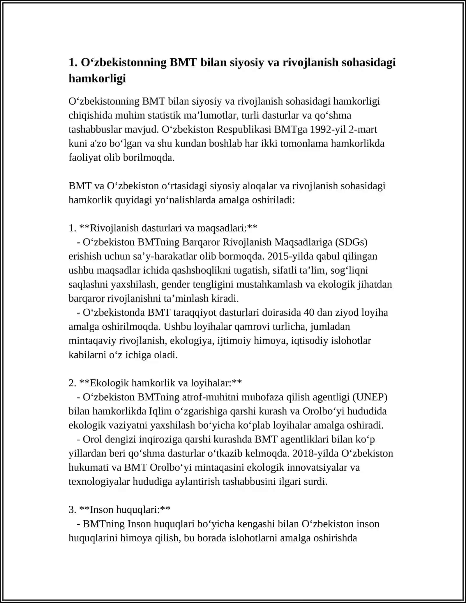OʻZBEKISTONNING XALQARO TASHKILOTLARI BILAN ALOQALAR 4