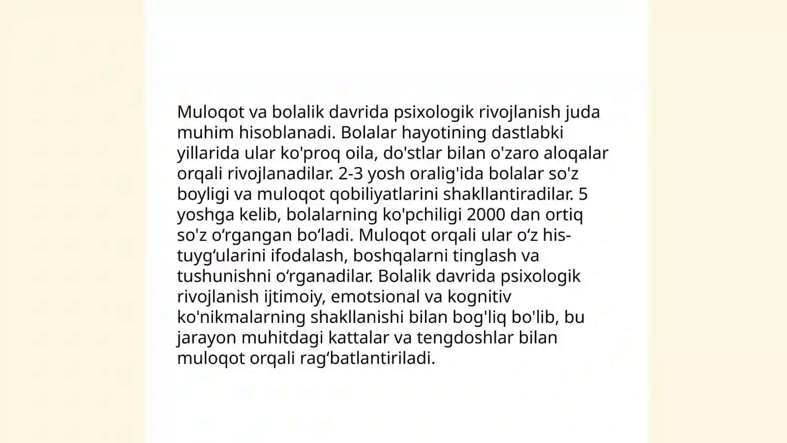 Muloqotning inson psixik taraqqiyotidagi o'rni 4