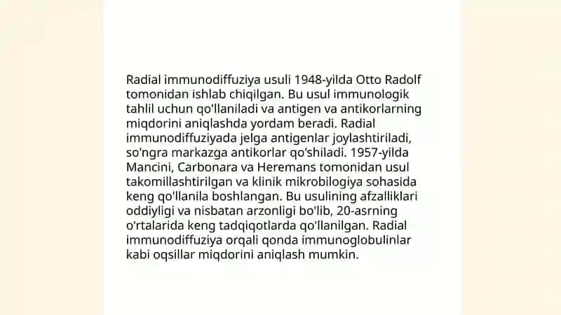 Ikkilamchi radial immunodiffuziya usullari 4