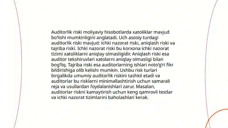 Auditorlik riski tushunchasi va uni aniqlash tartibi 4