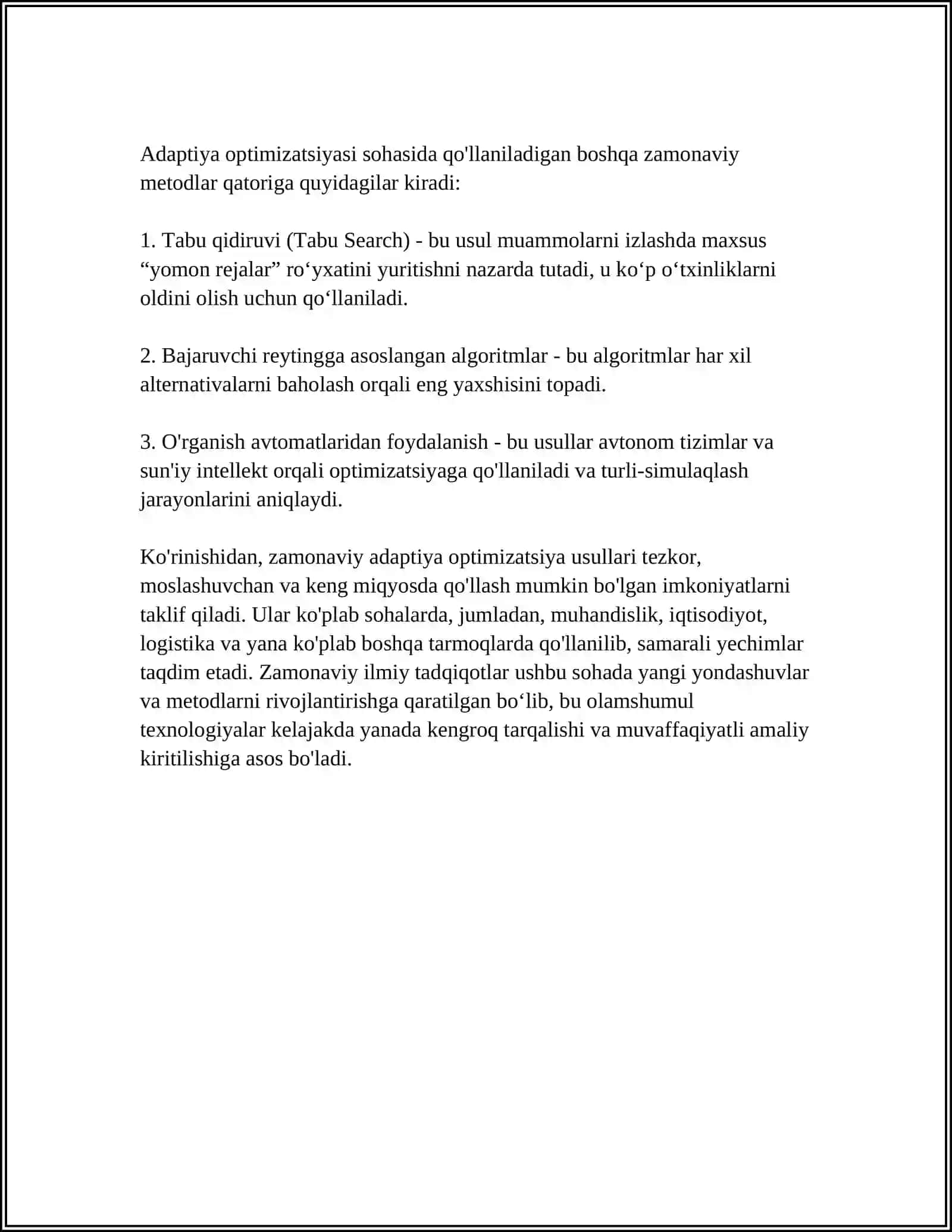Adaptiya optimizatsiyasining zamonaviy usullari 4