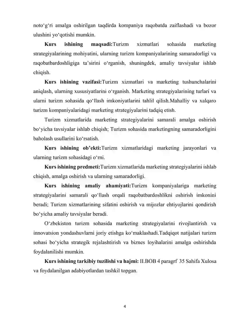 TURIZM XIZMATLARI SOHASIDA MARKETING STRATEGIYALARINING AHAMIYATI 4