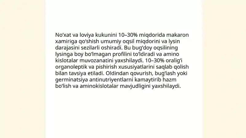 Makaron mahsulotlarining biologik qiymatini oshirish yoʻllari 4