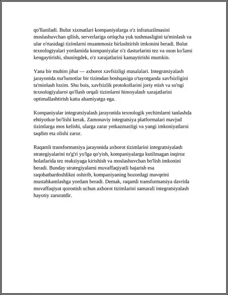 RAQAMLI TRANSFORTMATSIYA JARAYONIDA AXBOROT TIZIMLARINING INTEGRATSIYASI 4