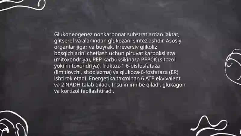 Glukozaning ayrim reaksiyalari. Metabolitik jarayonlarning asosiy yoʻllari 4