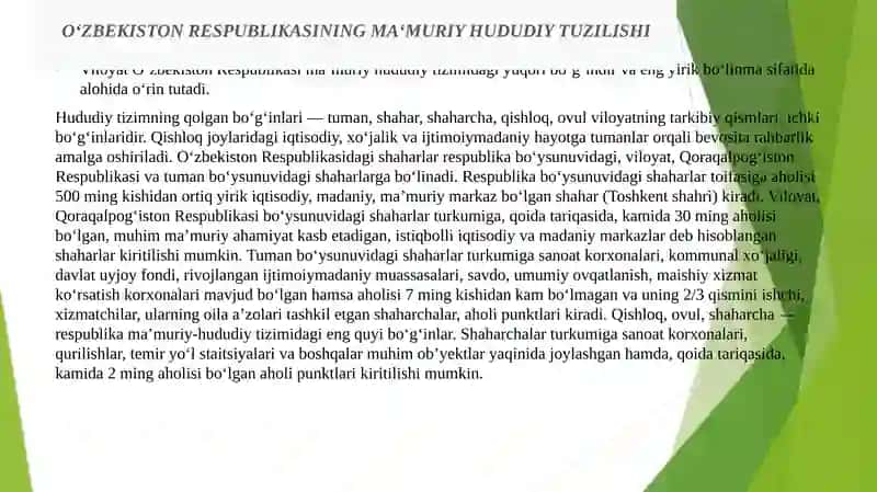 O‘zbekiston Respublikasining ma‘muriy hududiy tuzilishi 4