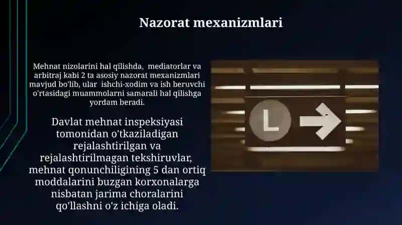 Mehnat munosabatlarida nazorat tushunchasi va mohiyati nazorat organlari 4