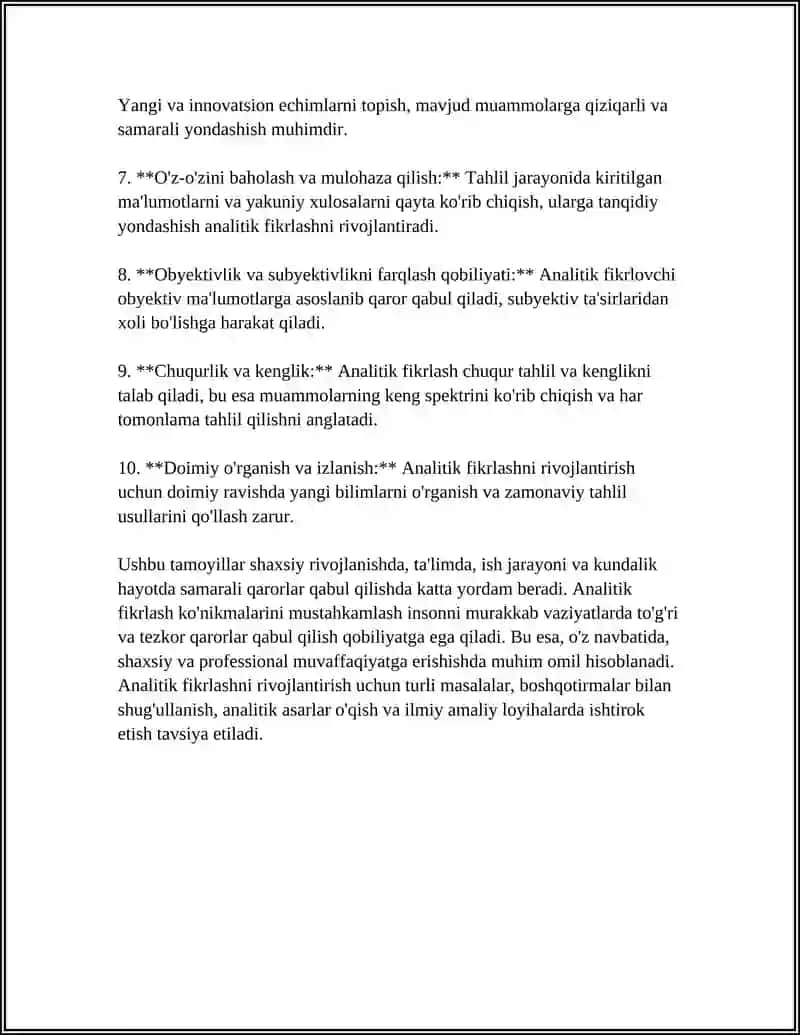 SOFT SKILLS - ANALITIK VA TAHLILIY FIKRLASH. ESSE YOZISH KO'NIKMALARI 4