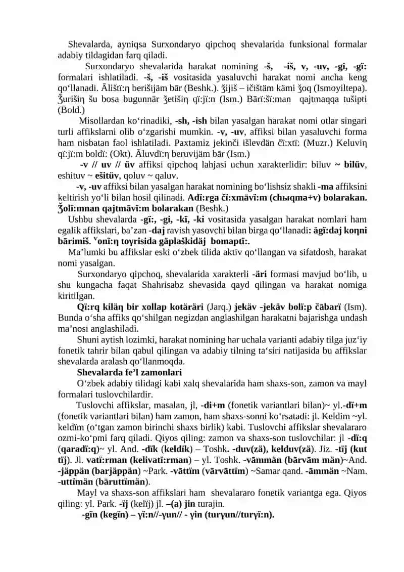 OʻZBEK SHEVALARIDAGI FEʻLLARNING XUSUSIYATLARI 4