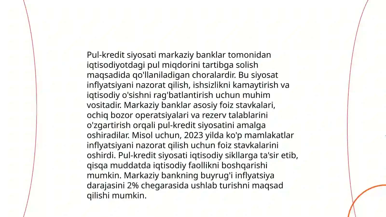Pul, inflyatsiya. Davlatning pul-kredit siyosati. Bank tizimi 4