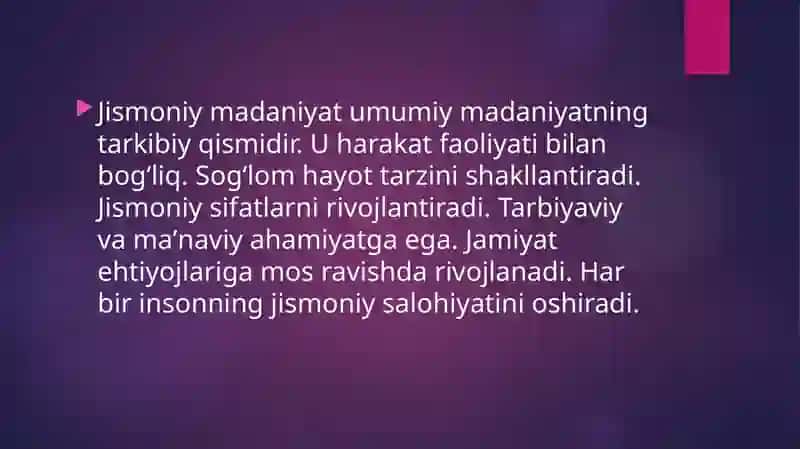 Jismoniy madaniyatning jamiyatdagi vazifalari va shakllari 4