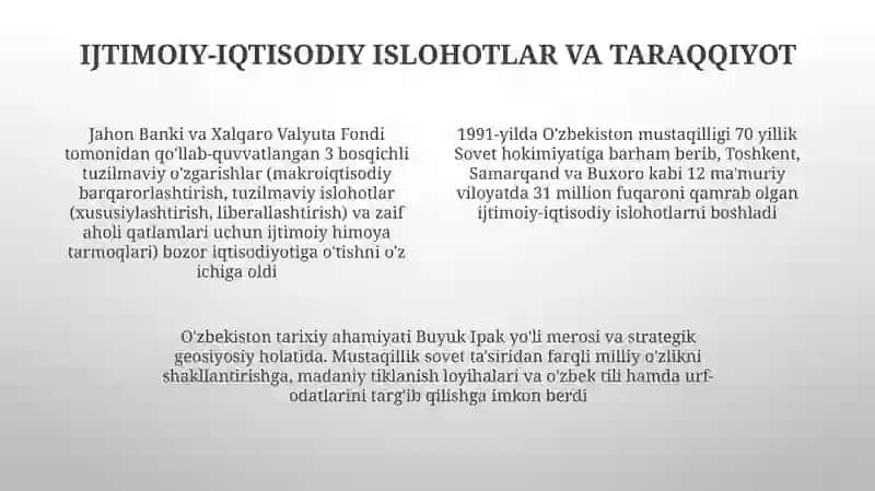 Mustaqil Oʻzbekiston respublikasining tashkil topishi va uning tarixiy ahamiyati 4