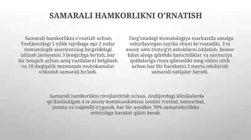 Tish yordamchisining ish joyi va jihozlari 4