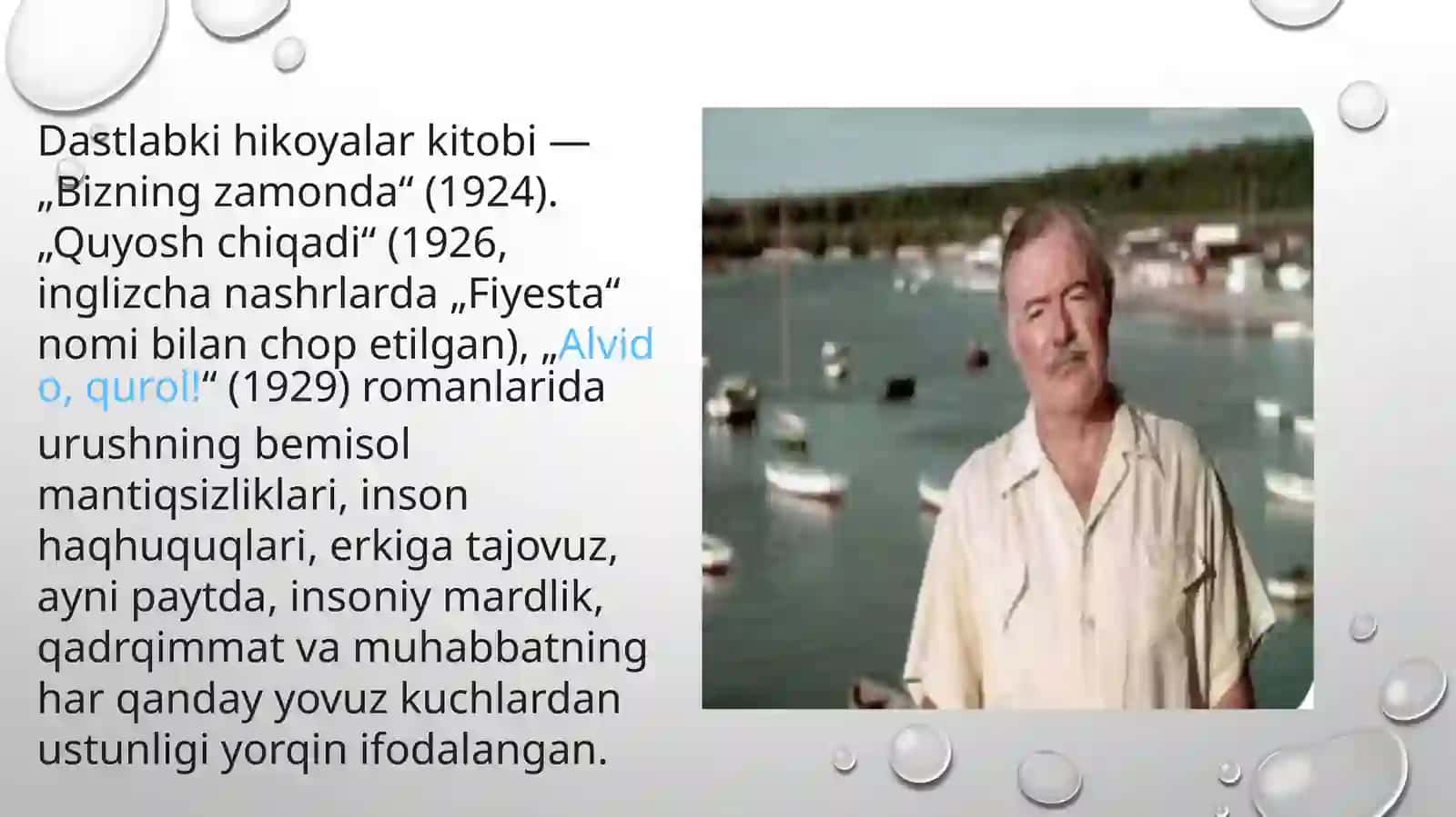 Ernest Heminguey ijodida inson va Borliq muammosi 4
