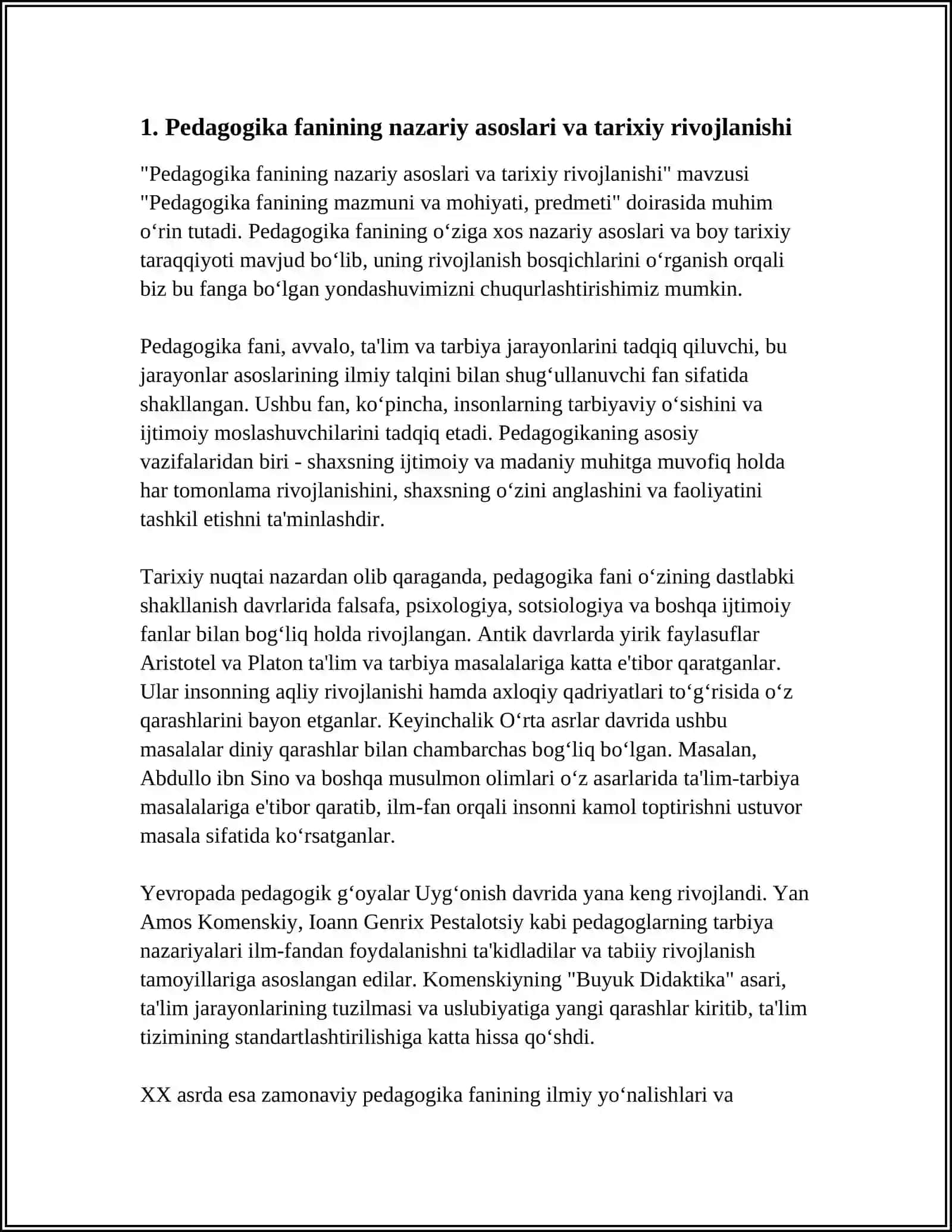 Pedagogika Fanining Mazmuni va Mohiyati, Predmeti 4