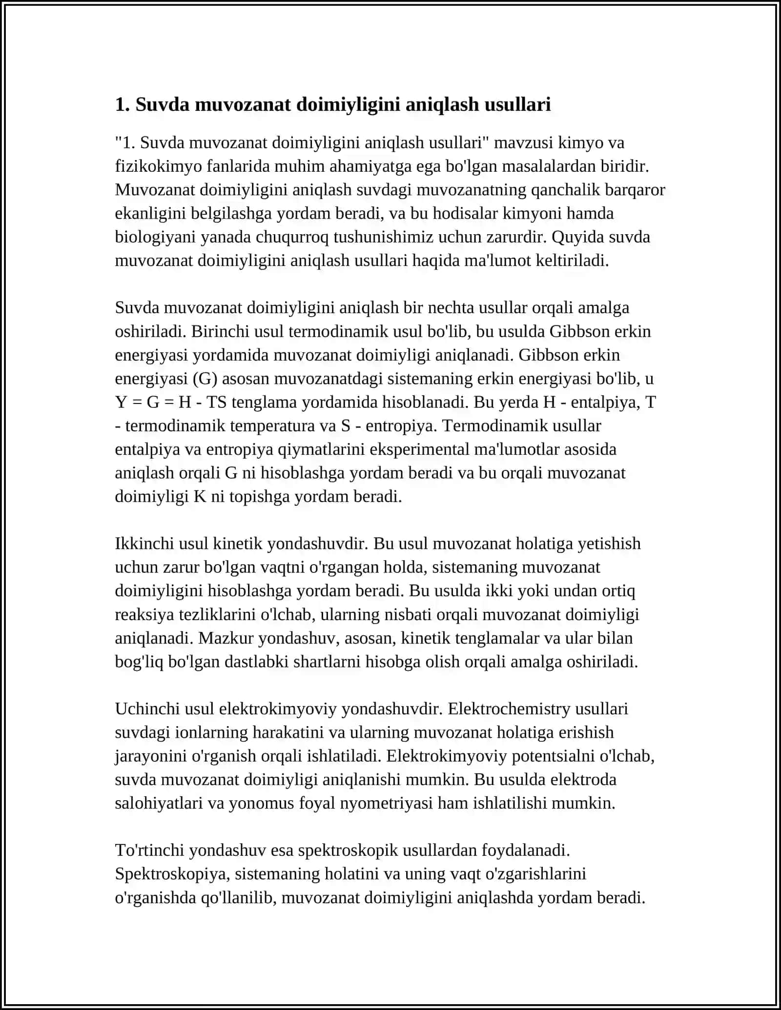 MUVOZANAT DOIMIYLIGINING QIYMATINI SUVDA ERITIB TOPISH 4