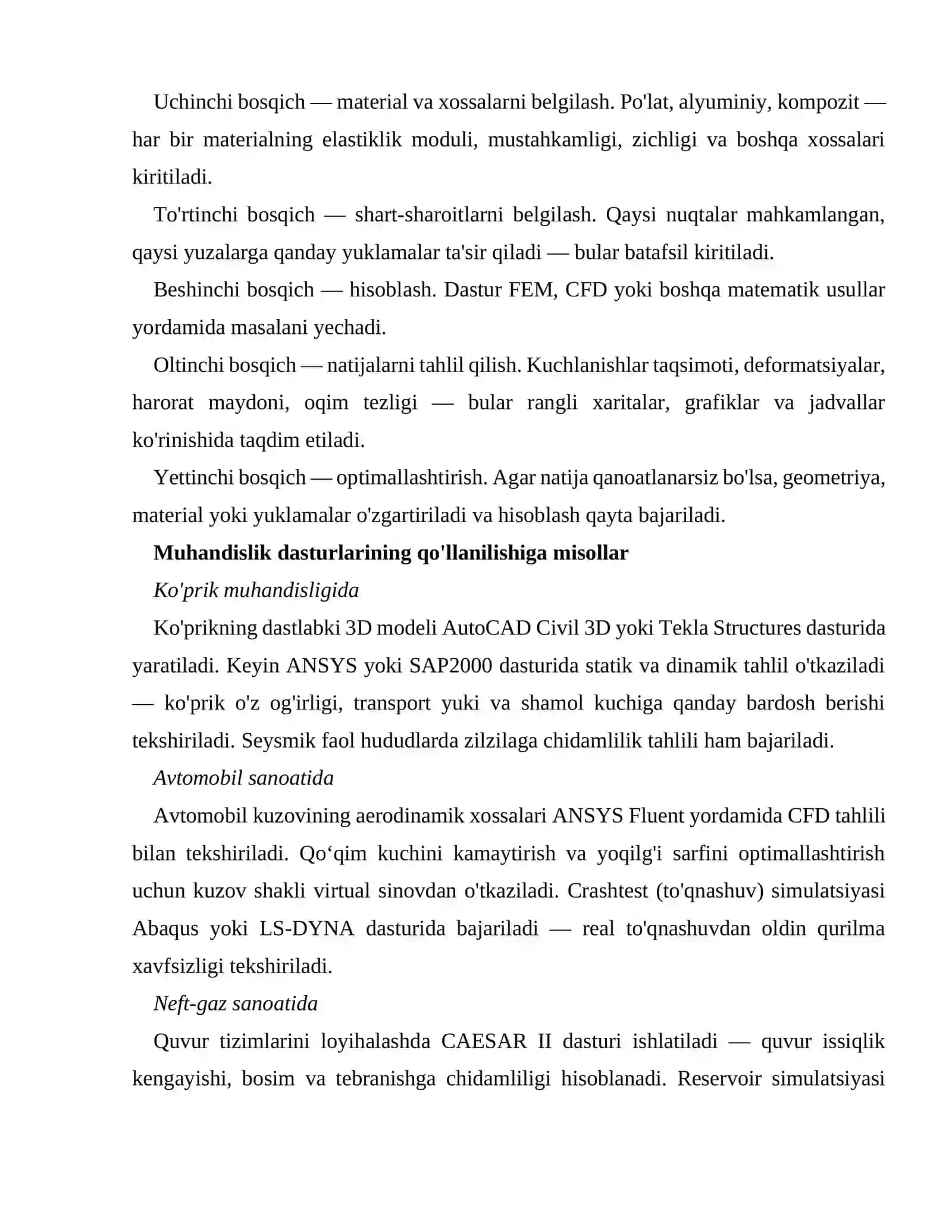 Muhandislik dasturlari yordamida sohaga doir masalalarni yechish 4
