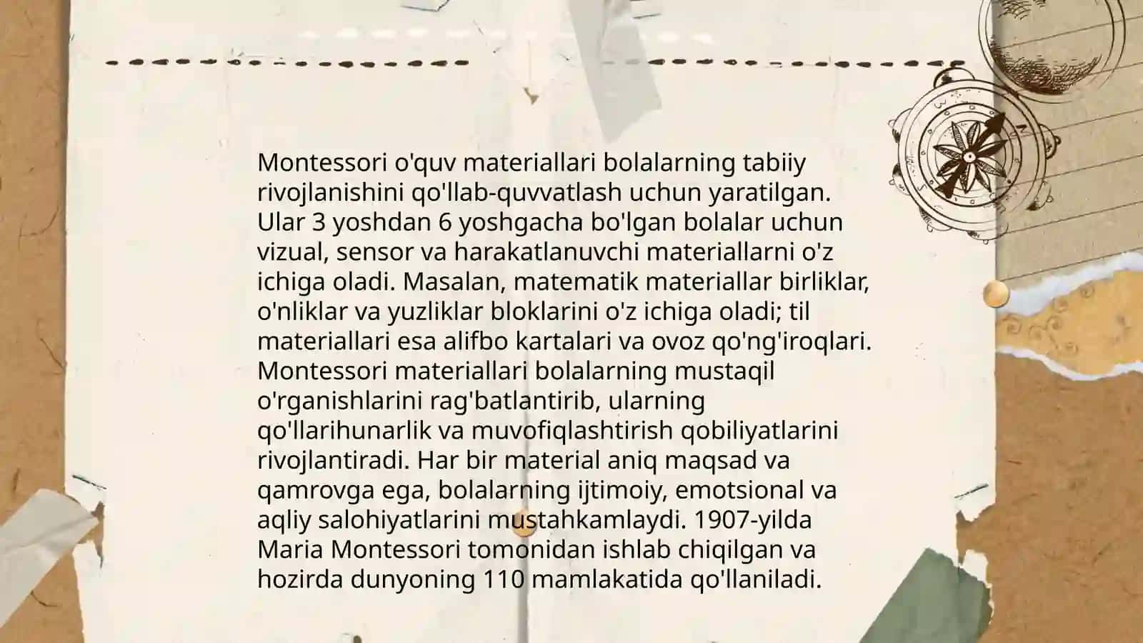 Mttda sensor tarbiya. Montessori metodi haqida tushuncha 4